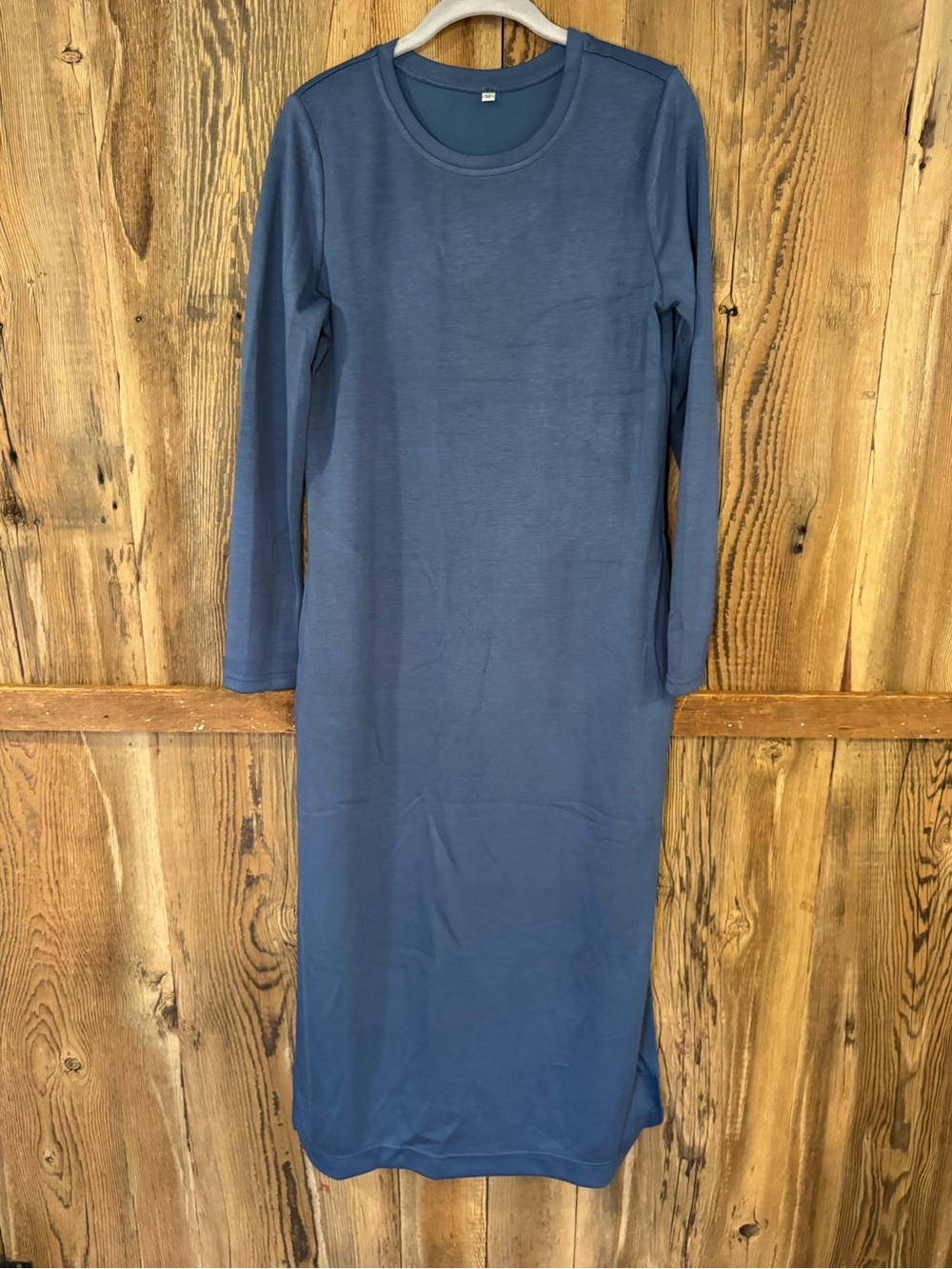 Women's Long Sleeve Blue Jersey Maxi Dress NWT